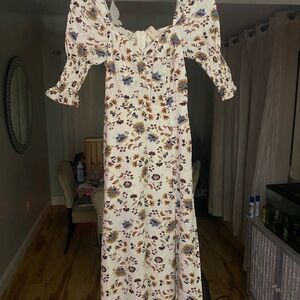 Francesca's Collections White Floral Long Sleeve Dress